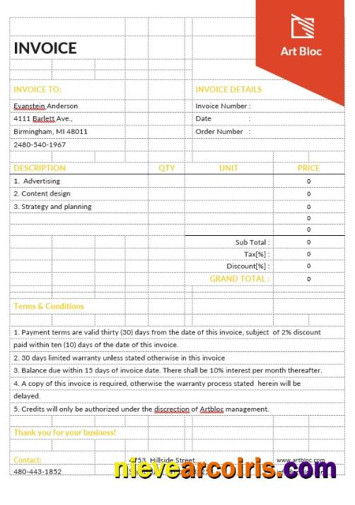 Art Director Invoice